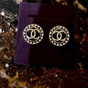 Cute dainty Silver CC Stud Earrings